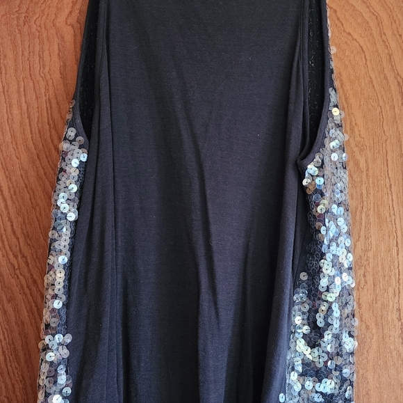 Oxford & Regent black and clear sequin tank top L Cotton - Picture 2 of 5